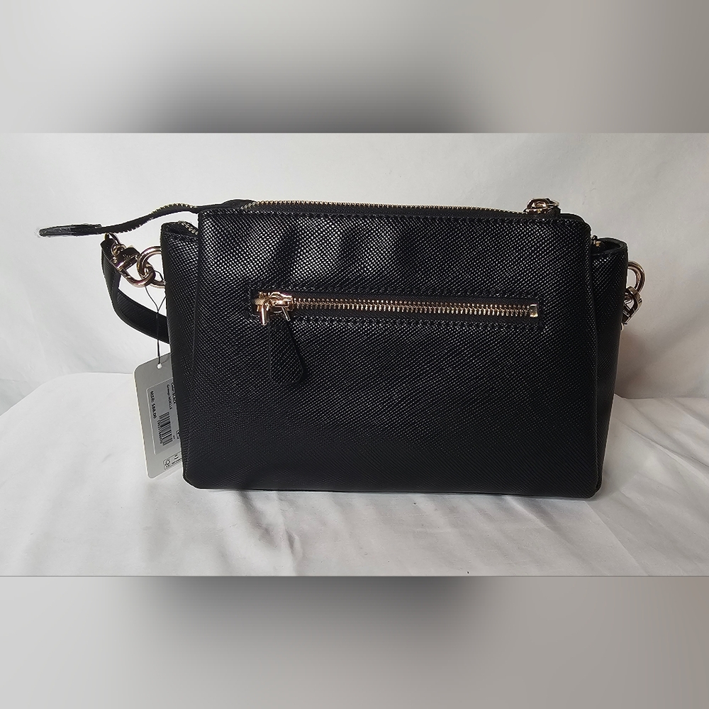 GUESS Noelle triple compartment faux-leather women's small crossbody bag - Black - Picture 3 of 13
